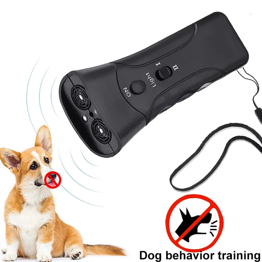 Dog Repeller Tools High-Power Dog anti Bark Deterrent Handheld Pet Dog Trainer 3 in 1 Bark Control Device with LED Flashlight